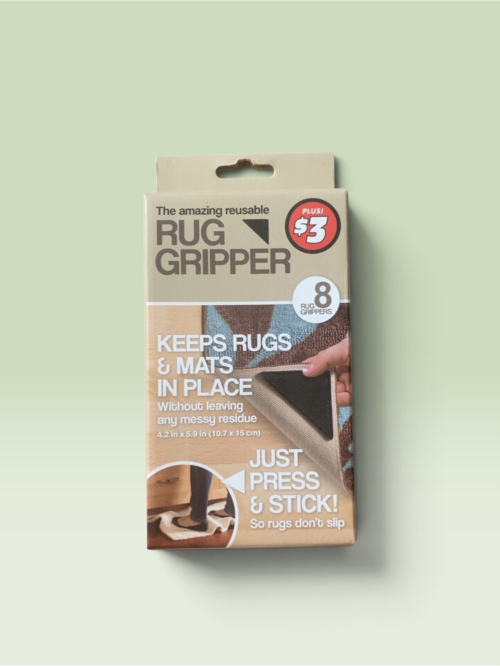Reusable Rug & Mat Grip Strips - Beige